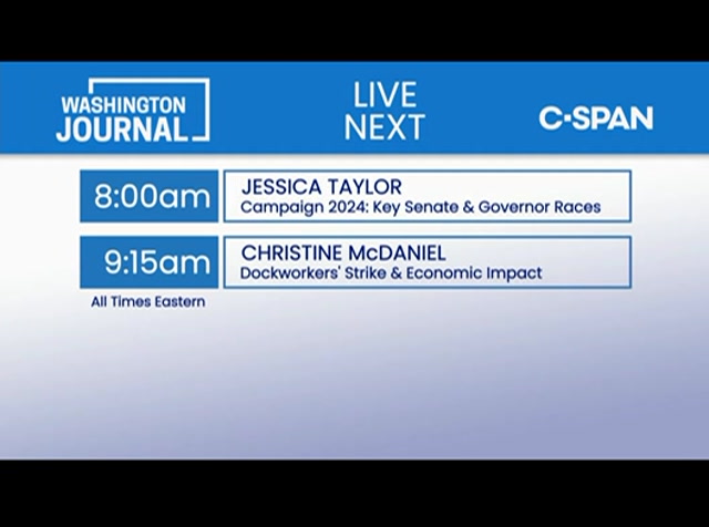 Washington Journal 10/03/2024 : CSPAN : October 3, 2024 6:59am-10:03am EDT