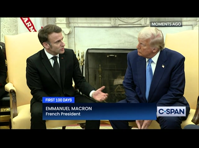 Pres. Trump & French Pres. Macron Meet in Oval Office : CSPAN : February 24, 2025 1:16pm-1:45pm EST