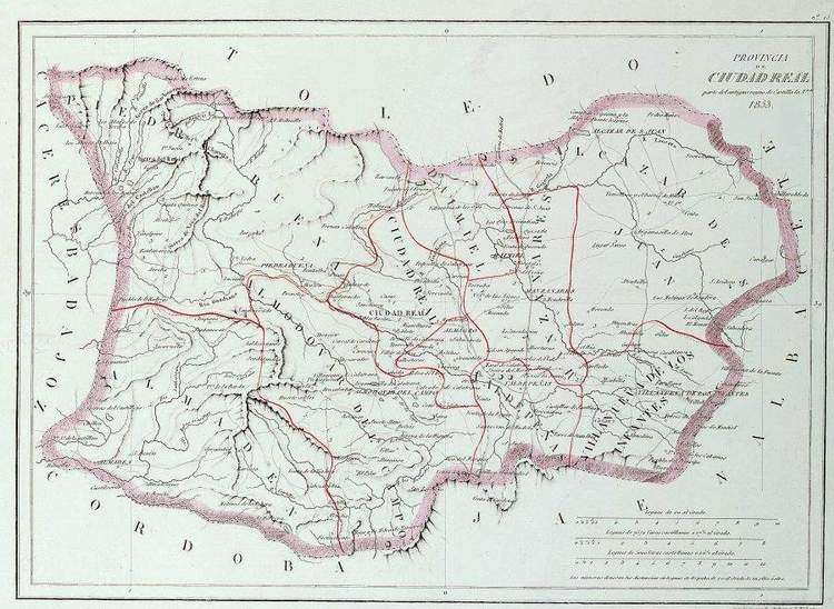 Mapa de la provincia de Ciudad Real de 1853